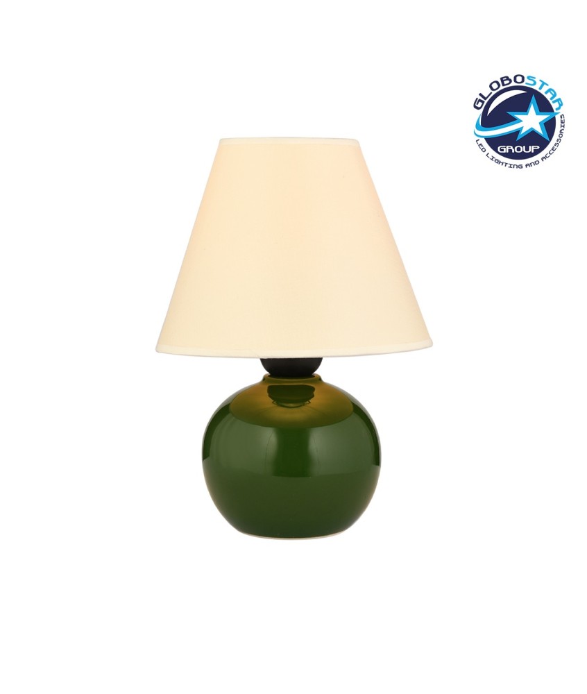 GLOBOSTAR® FANCY 202-0064 Vintage Επιτραπέζιο Φωτιστικό Πορτατίφ με Ντουί 1 x E27 AC 220-240V IP20 - Πράσινο & Μπεζ - Μ18 x Π18 x Υ24cm